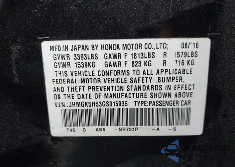 2016 Honda Fit Lx z USA, uszkodzony, nr VIN JHMGK5H53GS015935